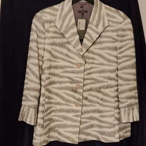 NWT Zanella size 16 Grey & White Lined Blazer